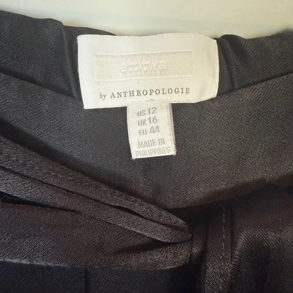 ett:twa by Anthropologie Black Satin Tie High Waist Pants Size 12 - Picture 4 of 7